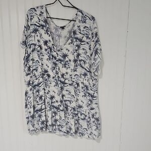 Torrid Tropical Print V-Neck Shirt
